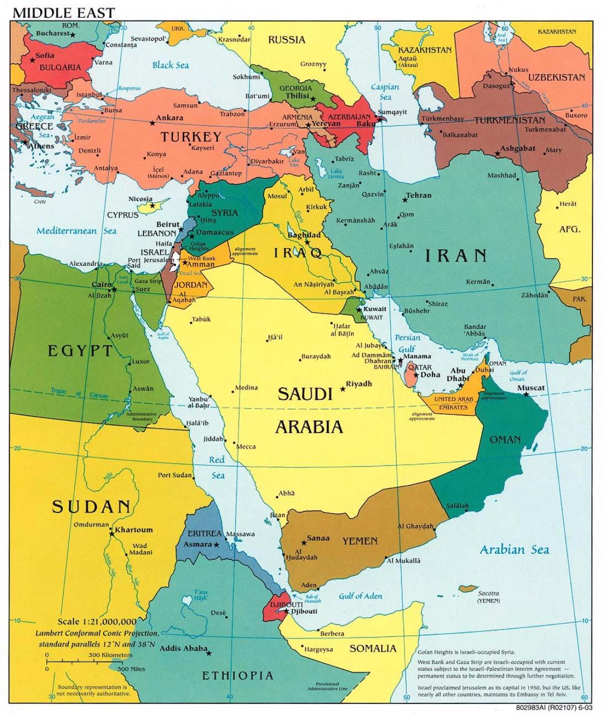 בחריין על המזרח התיכון מפה