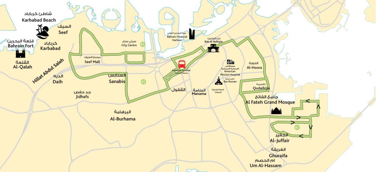 מפה של מרכז העיר בחריין